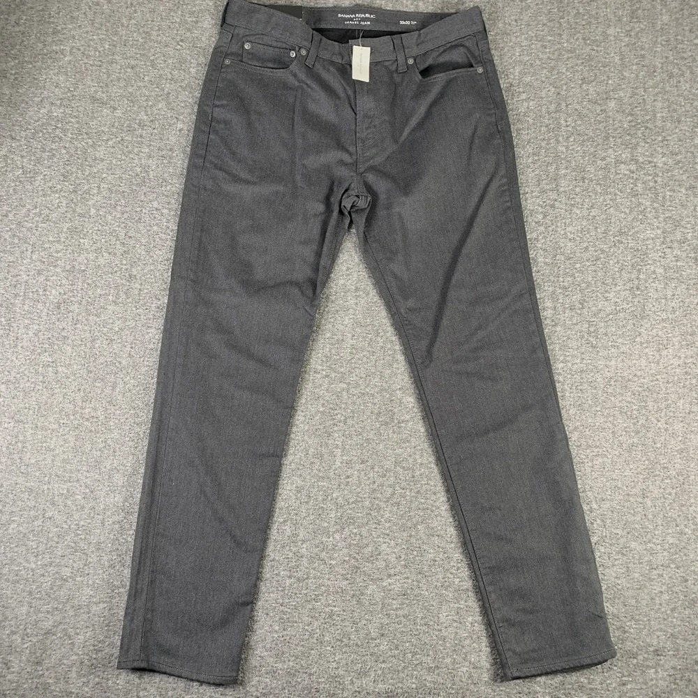 Banana Republic Travel Jean Men 33x31 Gray Slim Fit Pants Modern NEW